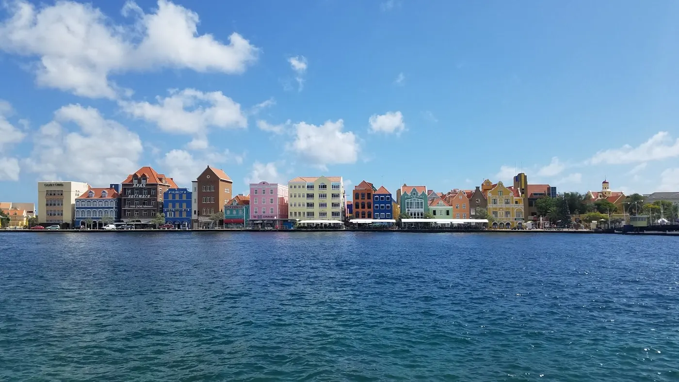 The Willemstad waterfront seen across the Sint Anna Bay, Curaçao