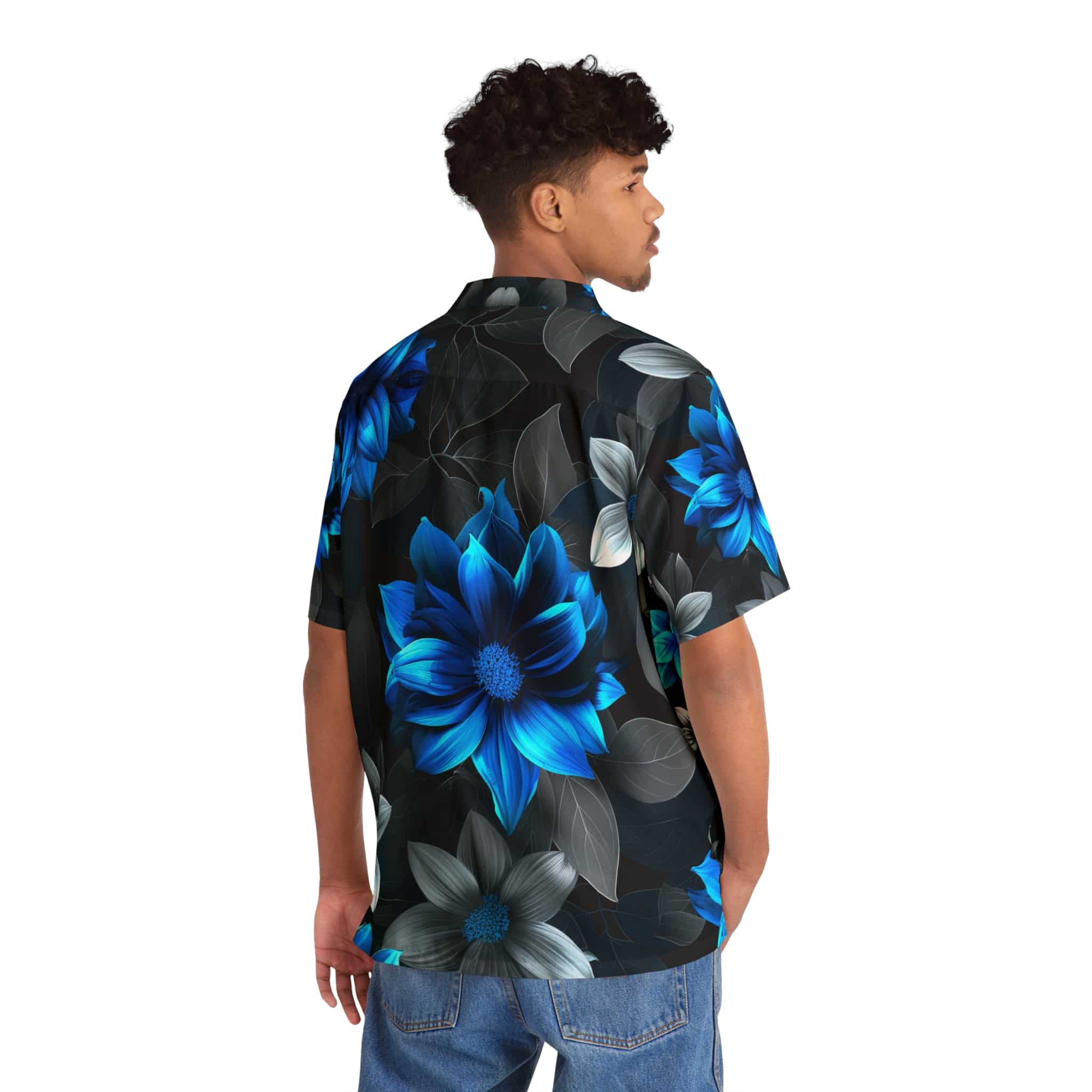PalapaVibez Vibrant Blue Flower Hawaiian Shirt