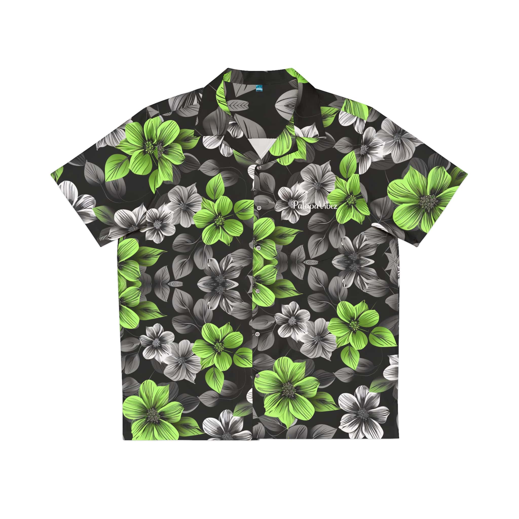 PalapaVibez Vibrant Green Flower Hawaiian Shirt