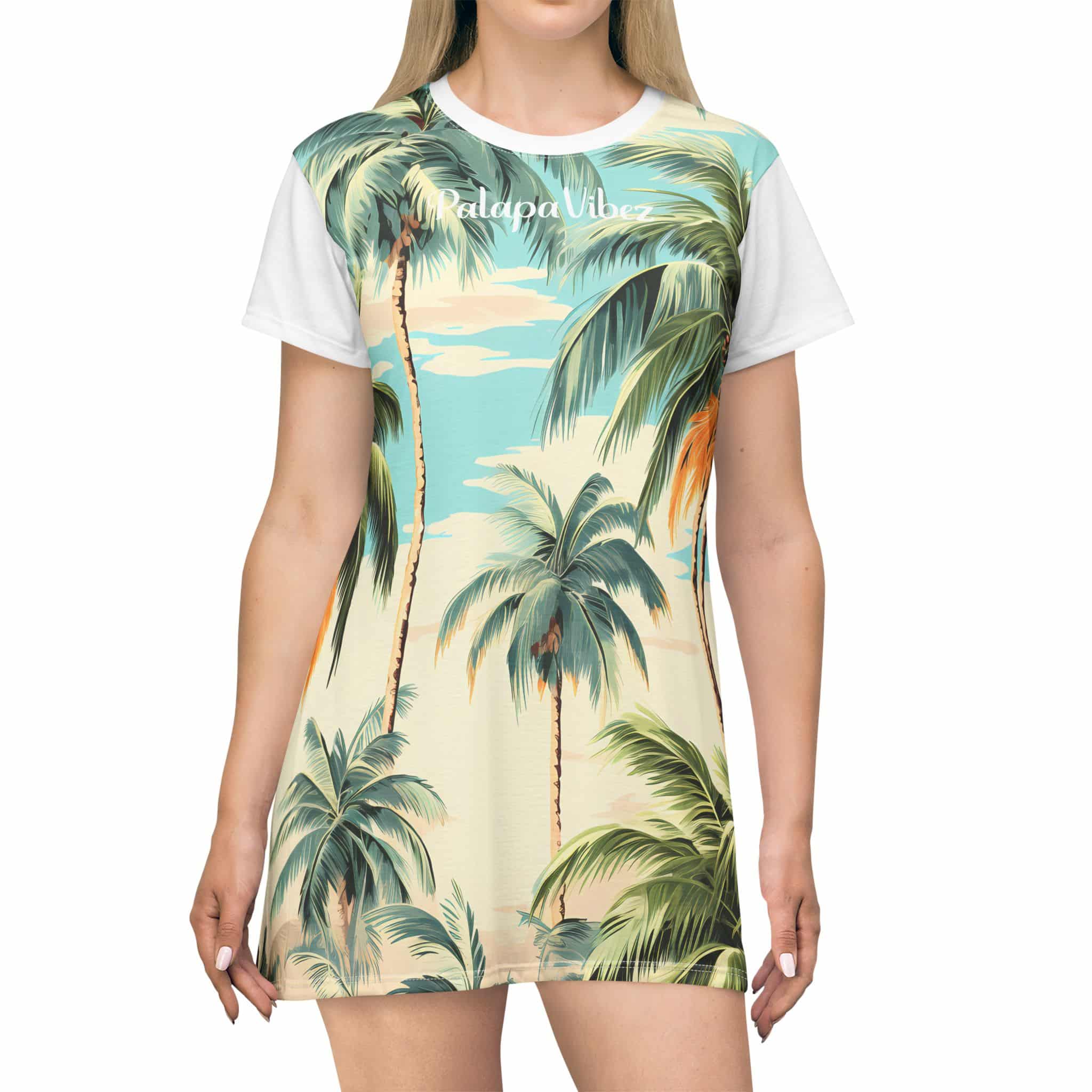 PalapaVibez Palm Trees T-Shirt Dress