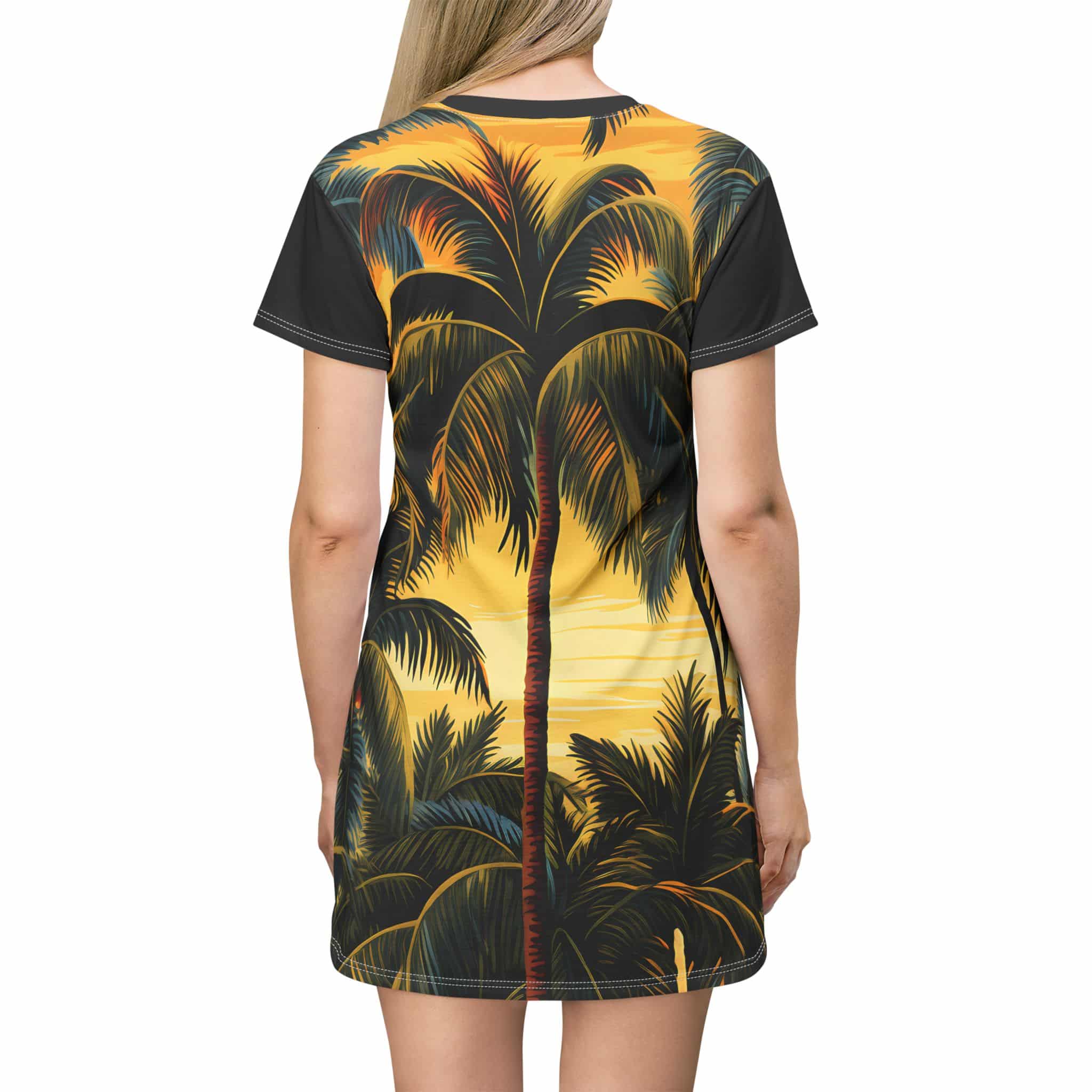 PalapaVibez Green Palm T-Shirt Dress