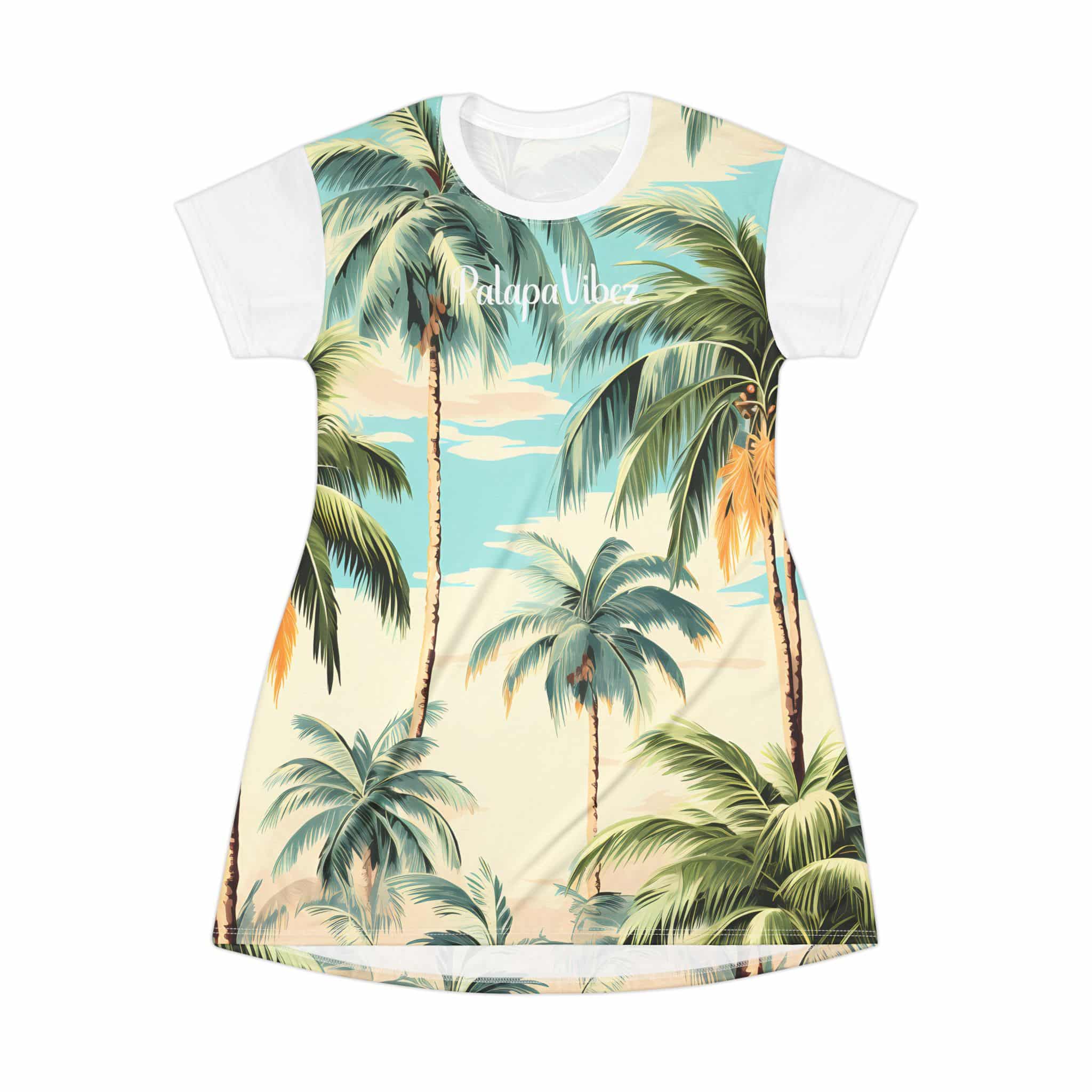 PalapaVibez Palm Trees T-Shirt Dress