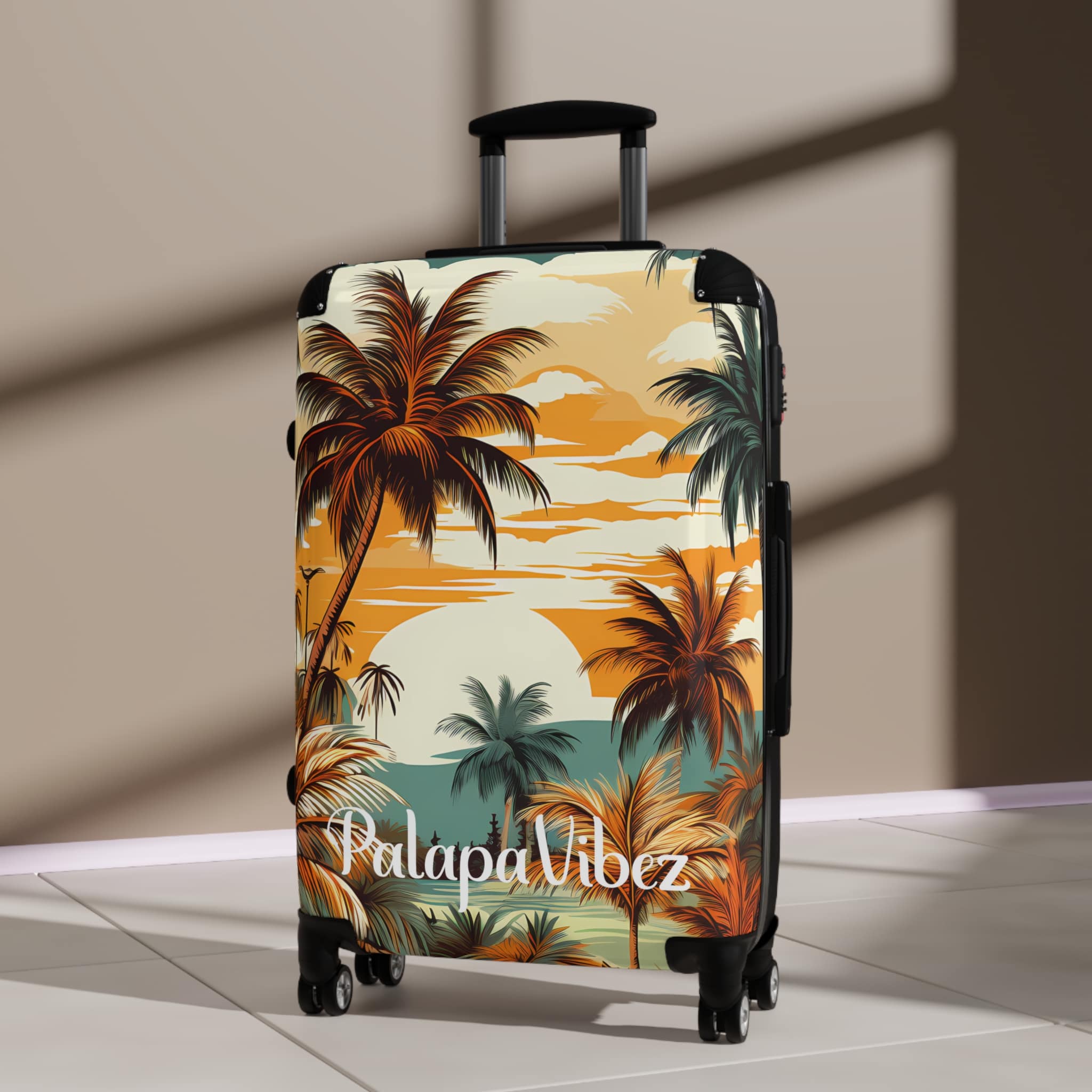 PalapaVibez Brown Palm Tree's Suitcase