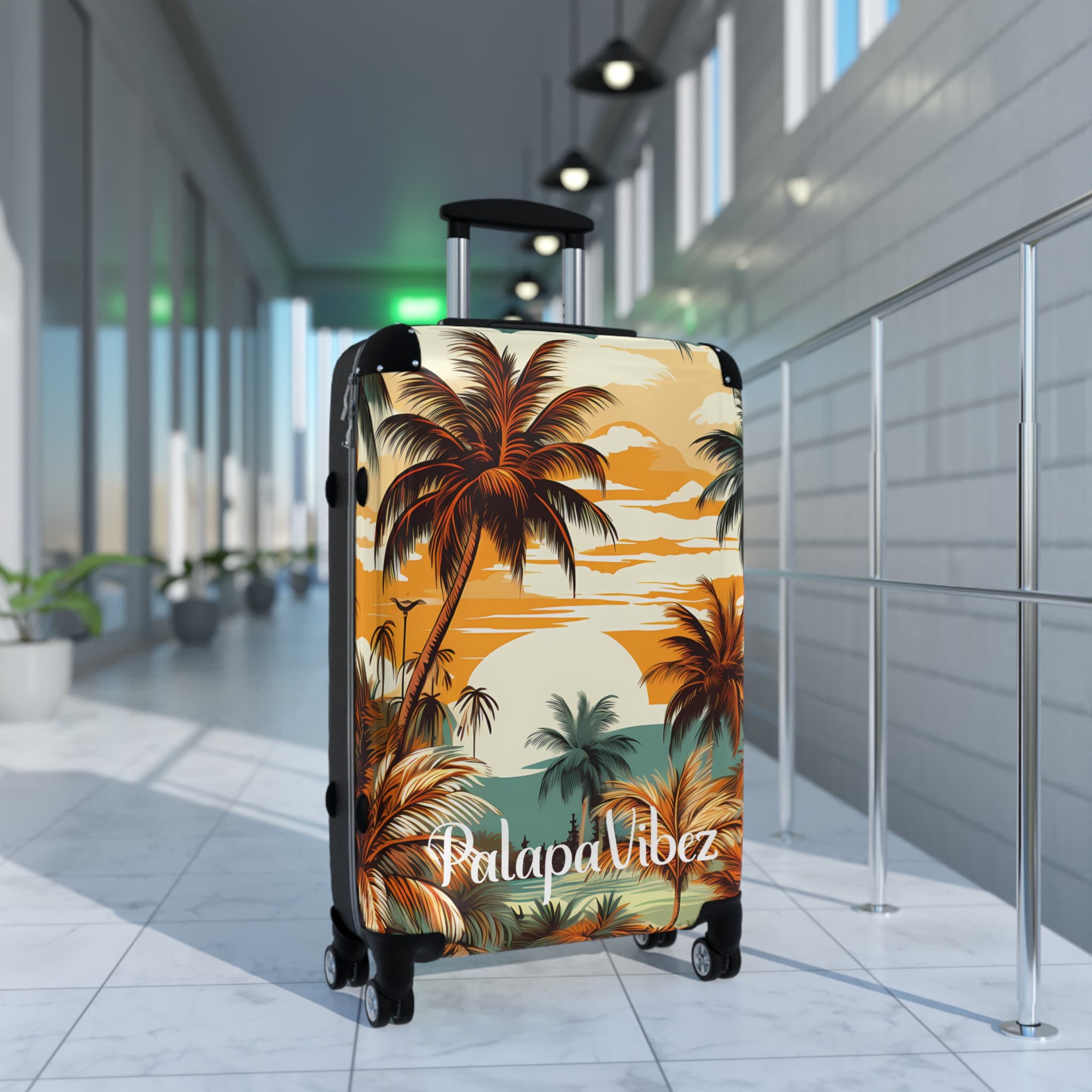 PalapaVibez Brown Palm Tree's Suitcase