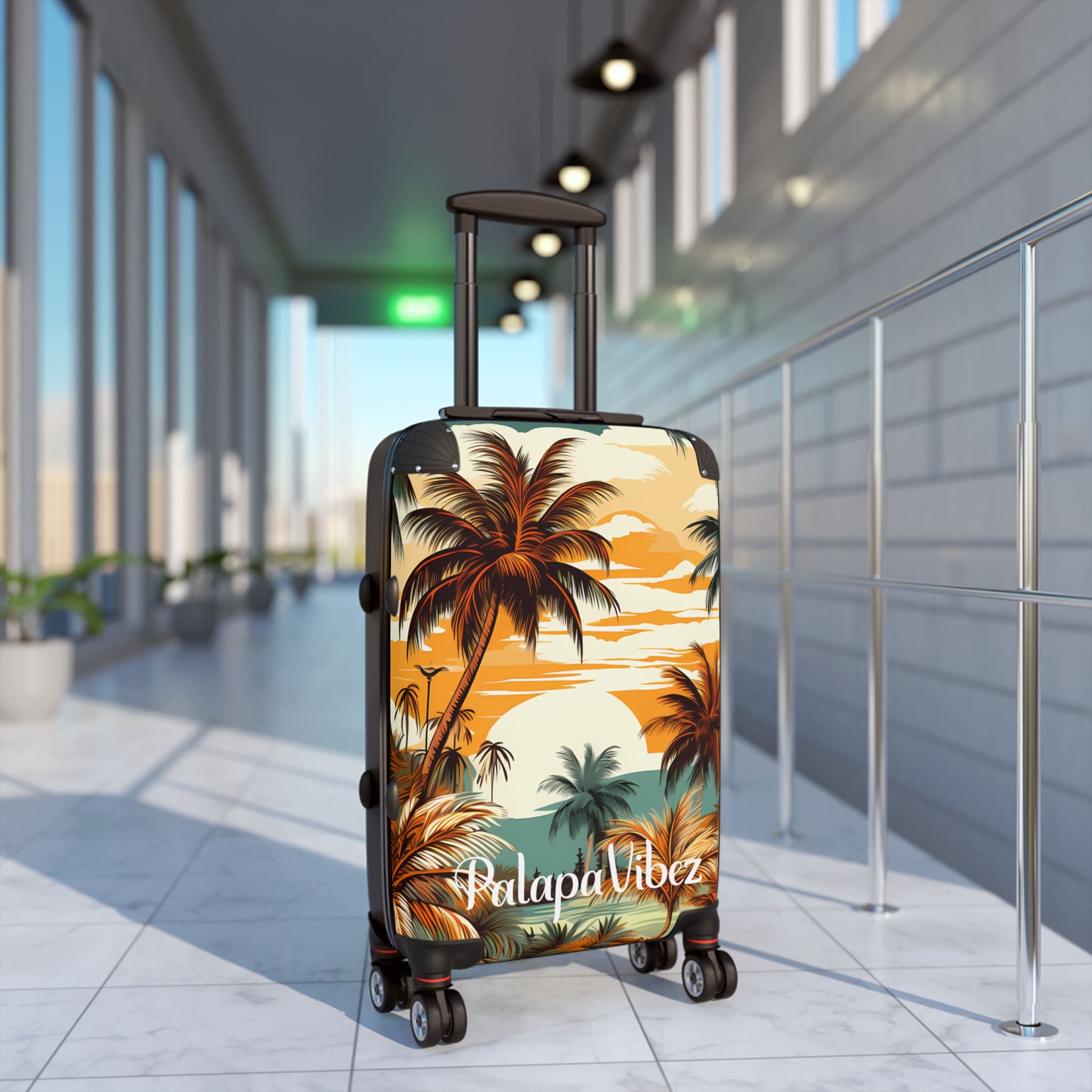 PalapaVibez Brown Palm Tree's Suitcase