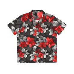 PalapaVibez Red Flower Hawaiian Shirt