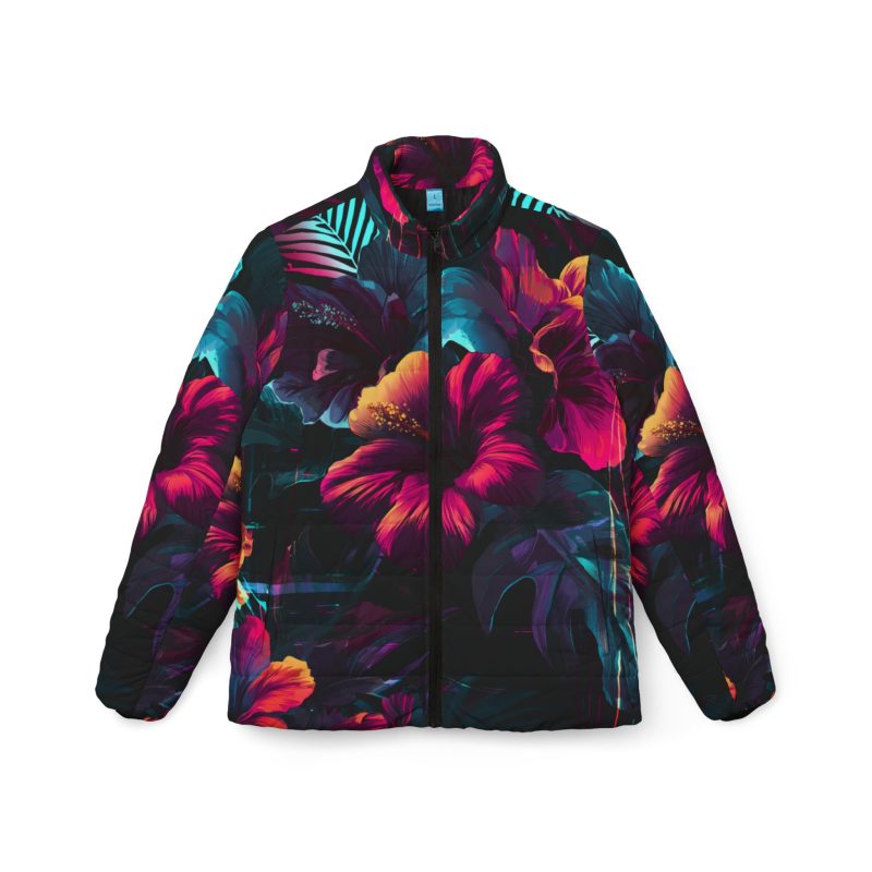 PalapaVibez Midnight Tropique Womens Puffer Jacket