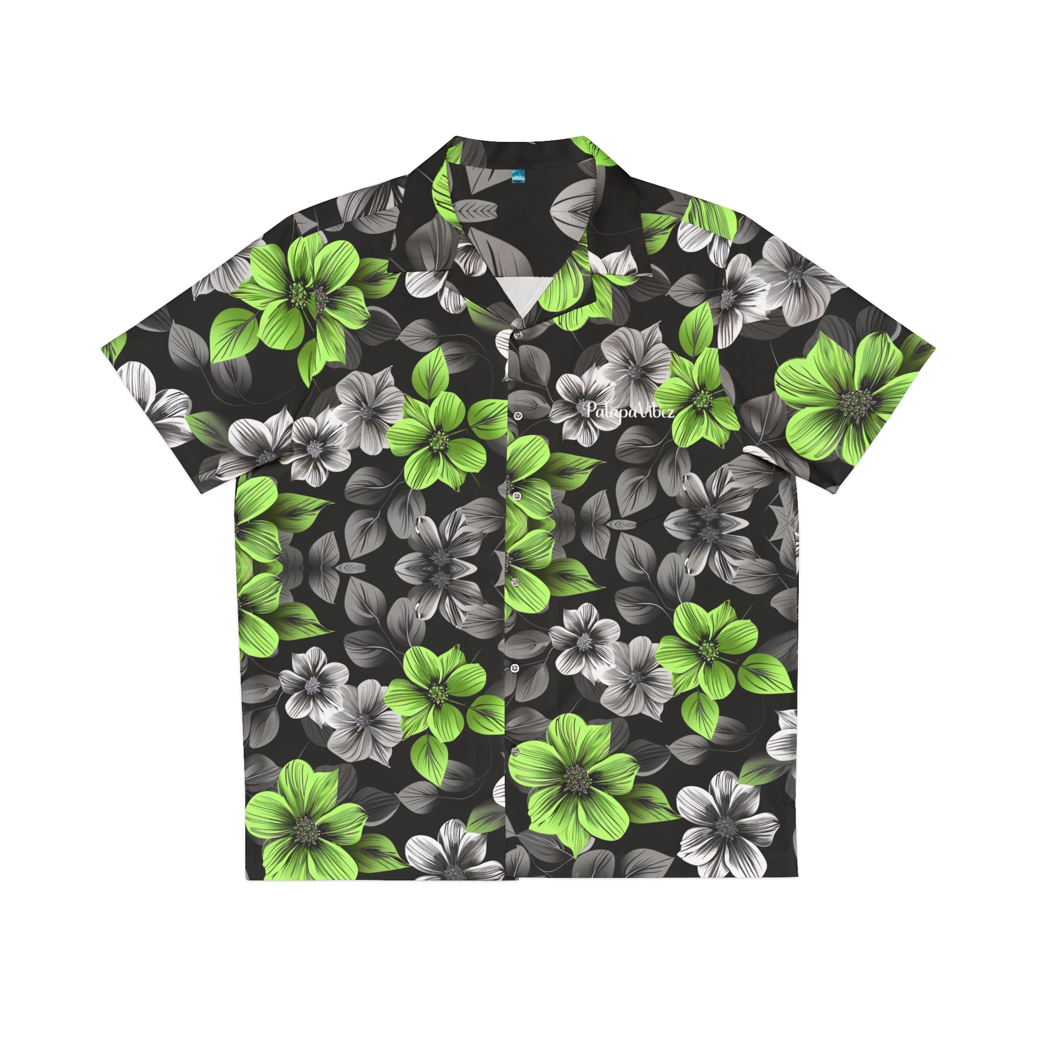 PalapaVibez Vibrant Green Flower Hawaiian Shirt